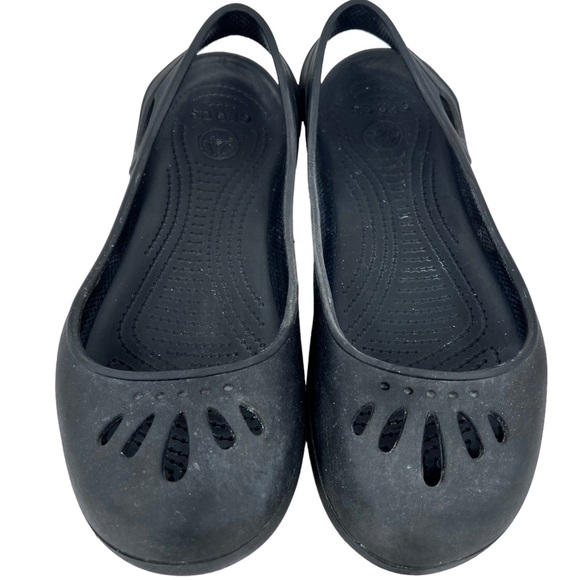 Crocs Black Kadee Slingback Perforated Round Toe Slip On Flats Women's Size 11 - Picture 9 of 9